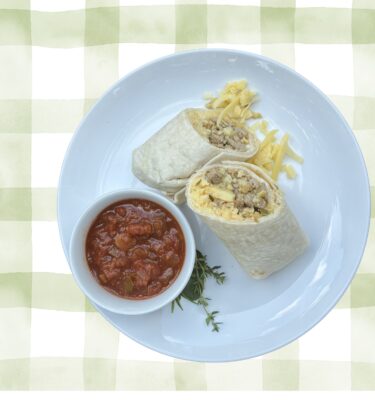 Breakfast: Turkey Sausage Breakfast Burrito (Vegetarian Option)