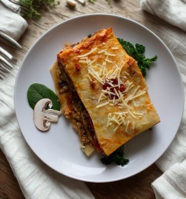 Entrees: Spinach and Mushroom Veggie Lasagna (GF/Vegetarian)